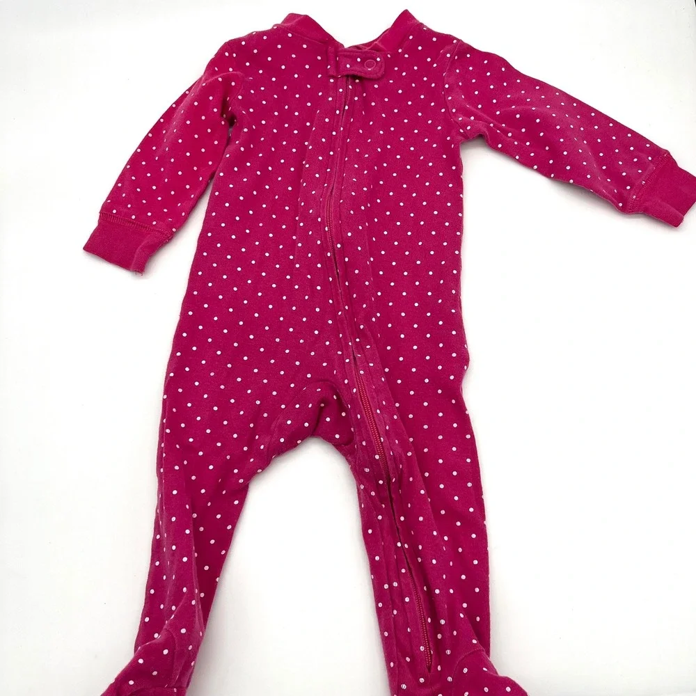 Carter's Footed Pajamas 3-Pack Polka Dot Zip Front Sleepers 6 Month Red‎ Pink